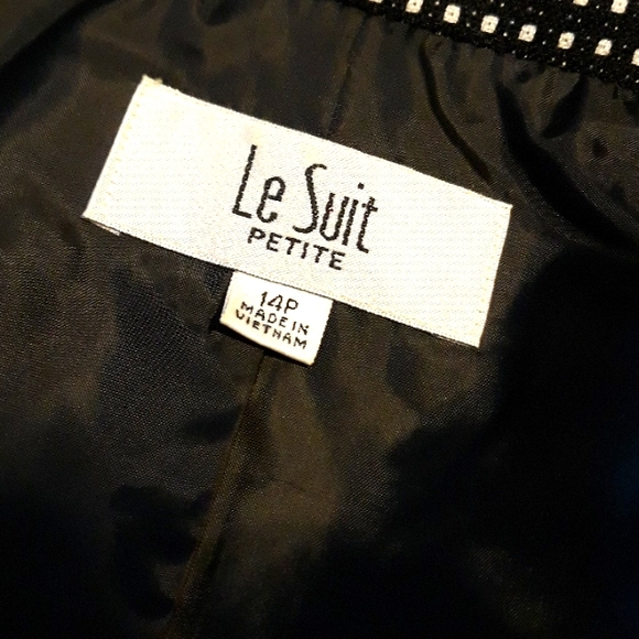 Le Suit Black / White Print Blazer/ Jacket Size 14P - Picture 10 of 11